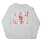 CHAMPION Mens Grey Louisville Cardinals Graphic T-Shirt L Long Sleeve Crew Neck