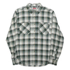 WRANGLER Mens Green & White Check Shirt M Cotton Blend Long Sleeve