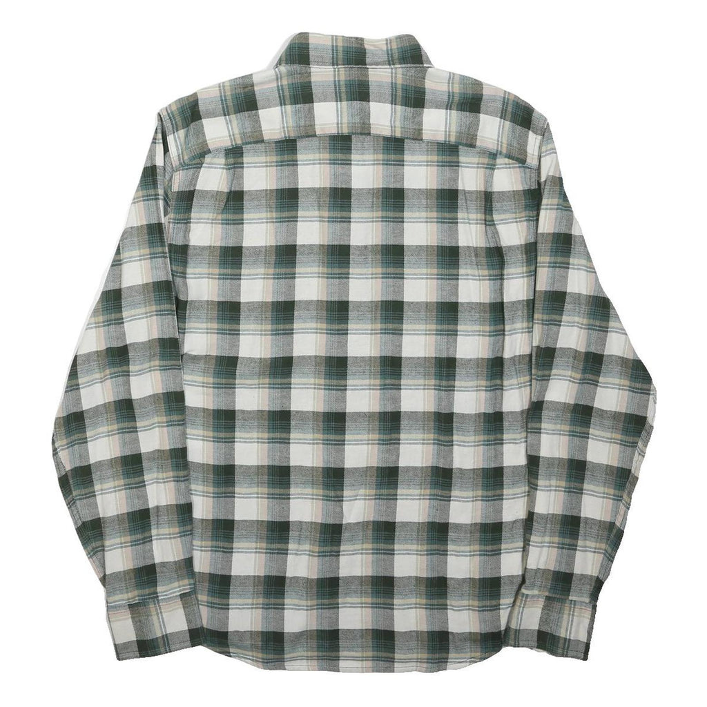WRANGLER Mens Green & White Check Shirt M Cotton Blend Long Sleeve