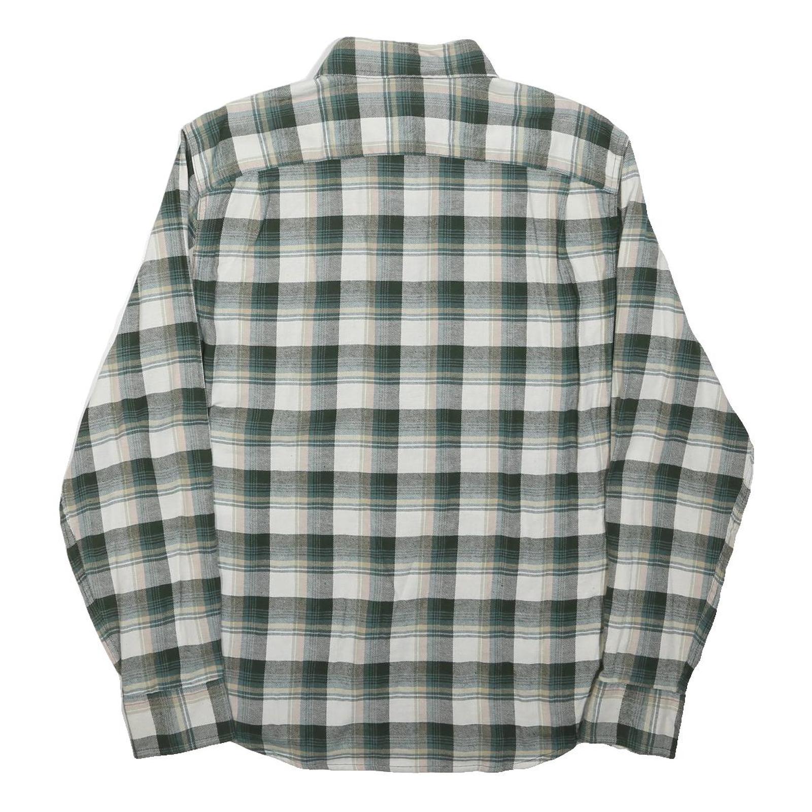 WRANGLER Mens Green & White Check Shirt M Cotton Blend Long Sleeve