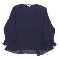 WHISTLES Womens Navy Blue Printed Blouse Long Sleeve Round Neck S Elegant