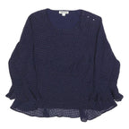 WHISTLES Womens Navy Blue Printed Blouse Long Sleeve Round Neck S Elegant