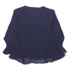 WHISTLES Womens Navy Blue Printed Blouse Long Sleeve Round Neck S Elegant