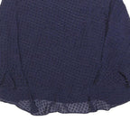 WHISTLES Womens Navy Blue Printed Blouse Long Sleeve Round Neck S Elegant