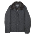 WEATHER PROOF Womens Black Quilted Jacket M Polyester Blend Button Closure