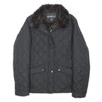 WEATHER PROOF Womens Black Quilted Jacket M Polyester Blend Button Closure