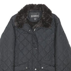 WEATHER PROOF Womens Black Quilted Jacket M Polyester Blend Button Closure