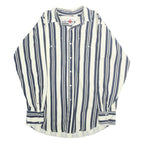 MWG Mens White & Blue Striped Shirt S Cotton Classic Long Sleeve Button