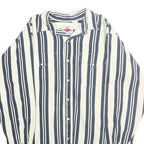 MWG Mens White & Blue Striped Shirt S Cotton Classic Long Sleeve Button