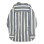 MWG Mens White & Blue Striped Shirt S Cotton Classic Long Sleeve Button