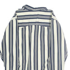 MWG Mens White & Blue Striped Shirt S Cotton Classic Long Sleeve Button