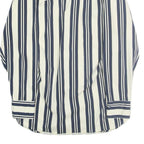 MWG Mens White & Blue Striped Shirt S Cotton Classic Long Sleeve Button