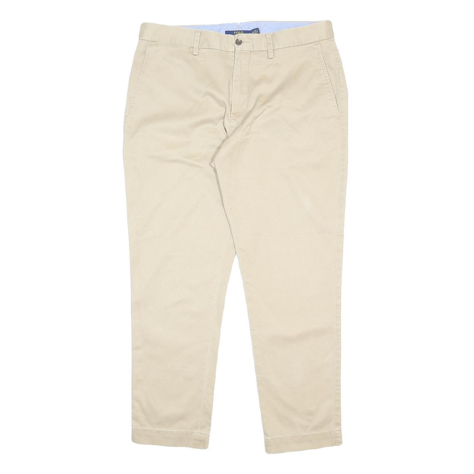 POLO RALPH LAUREN Womens Cotton Blend Beige Regular Fit Straight Trousers W33