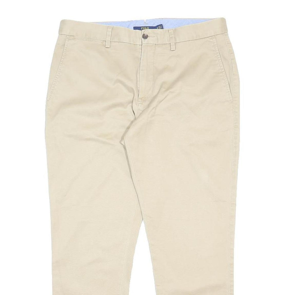 POLO RALPH LAUREN Womens Cotton Blend Beige Regular Fit Straight Trousers W33
