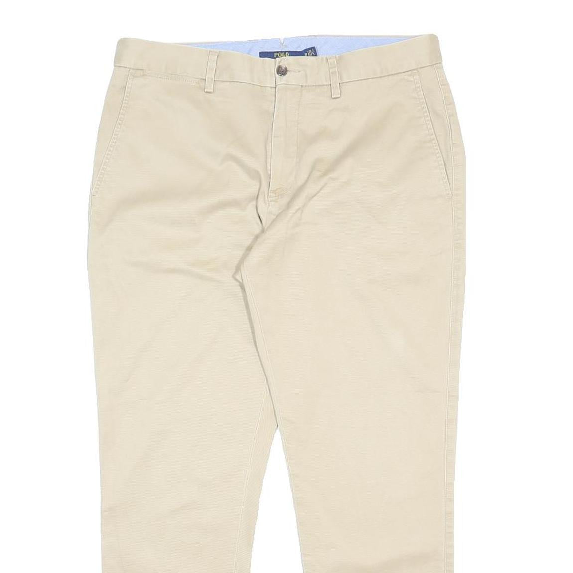 POLO RALPH LAUREN Womens Cotton Blend Beige Regular Fit Straight Trousers W33