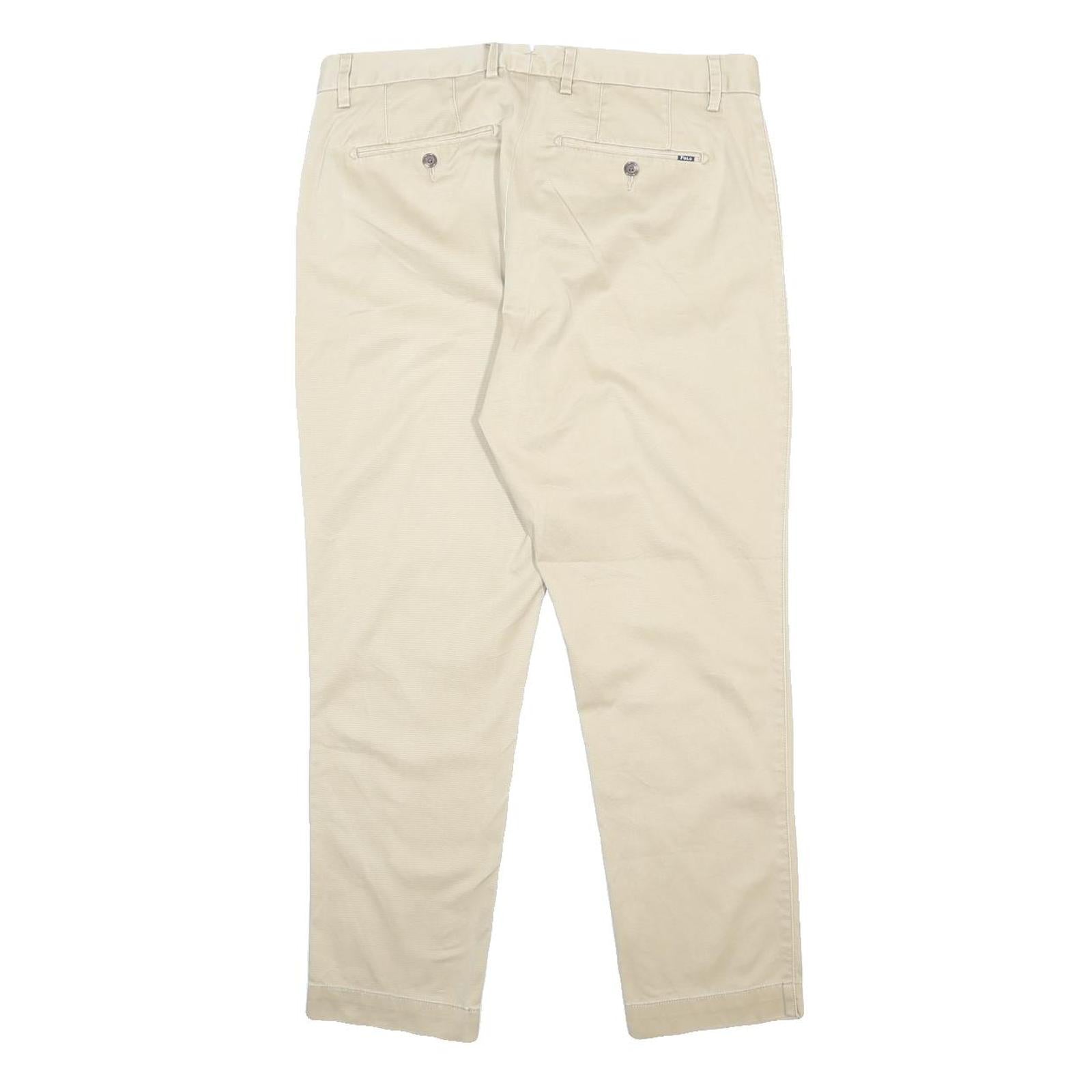 POLO RALPH LAUREN Womens Cotton Blend Beige Regular Fit Straight Trousers W33