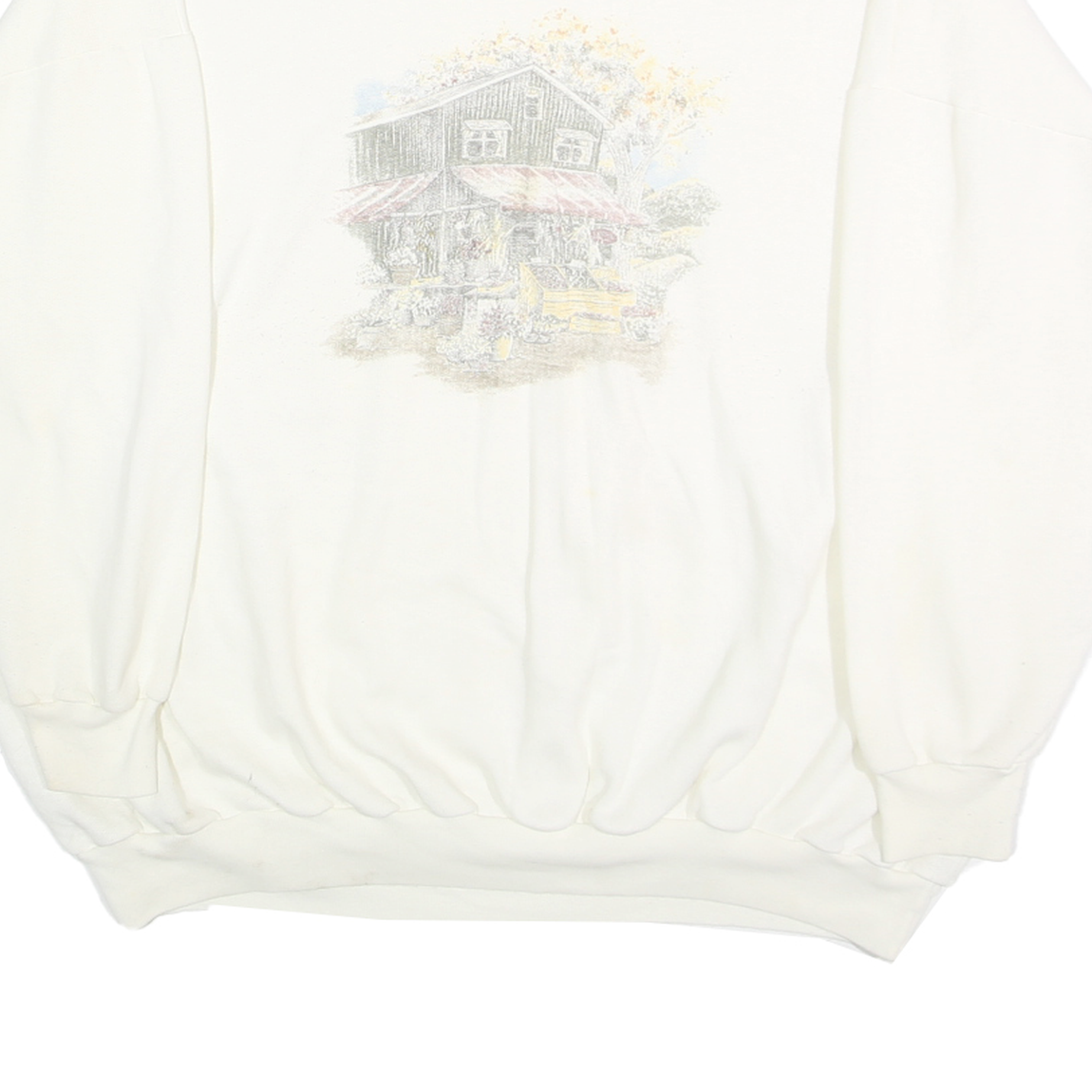 SIMPLY BASIC PLUS Womens White Pullover Sweatshirt One Size Collared Vintage