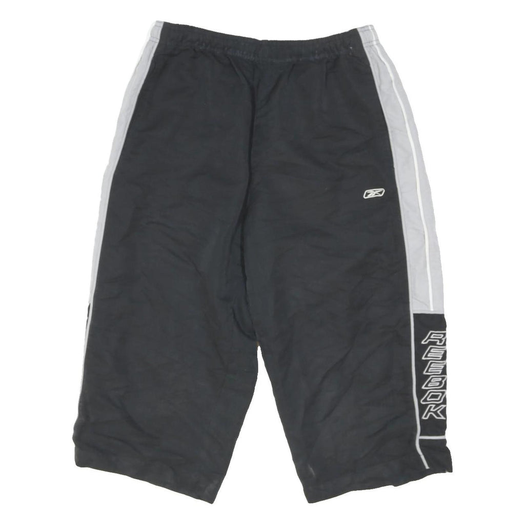 REEBOK Mens Shorts Black & Grey Sports Casual S W26 Reebok Logo Athletic