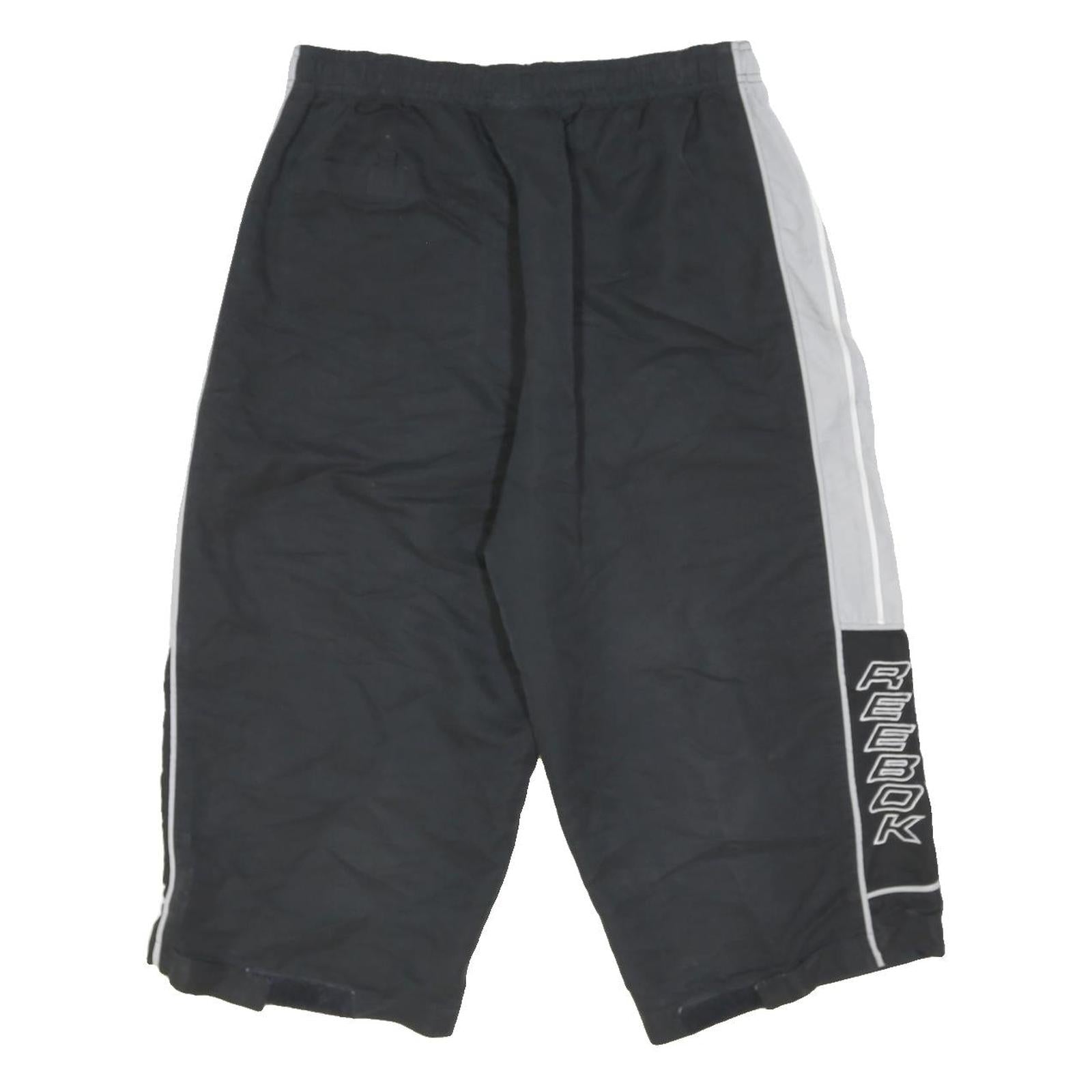 REEBOK Mens Shorts Black & Grey Sports Casual S W26 Reebok Logo Athletic