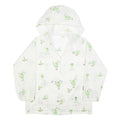 Womens White Green Cartoon Print Hooded Windbreaker Jacket M Polyester