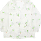 Womens White Green Cartoon Print Hooded Windbreaker Jacket M Polyester