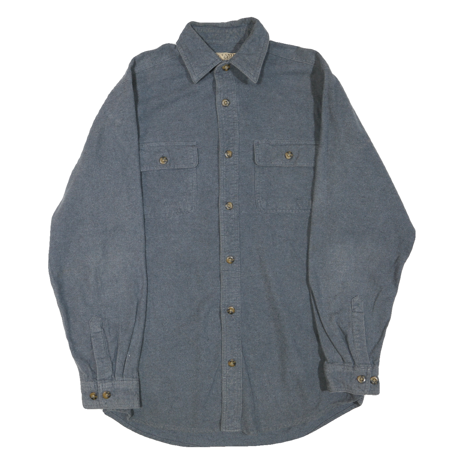 CANYON GUIDE OUTFITTERS Mens Blue Plain Shirt M Cotton Blend Long Sleeve Button