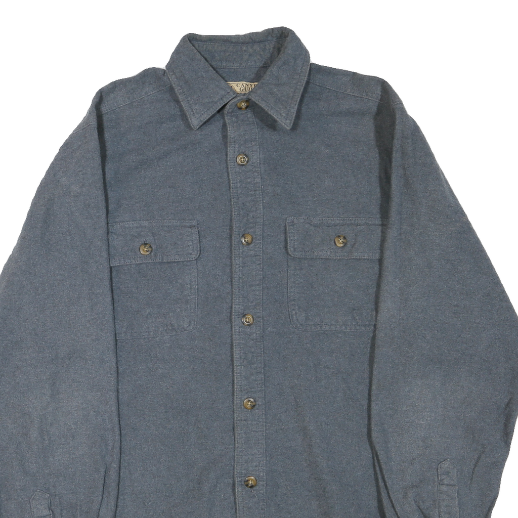 CANYON GUIDE OUTFITTERS Mens Blue Plain Shirt M Cotton Blend Long Sleeve Button