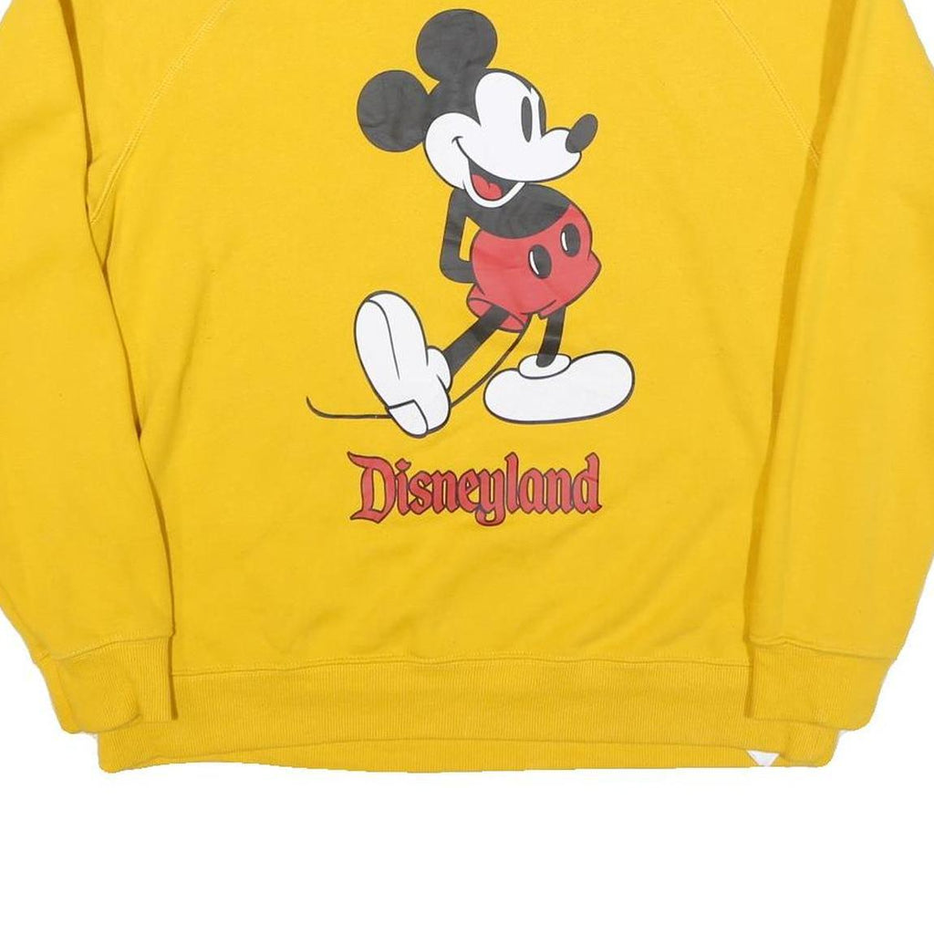DISNEY Womens Yellow Mickey Mouse Crew Neck L Sweatshirt Disneyland Cotton Blend