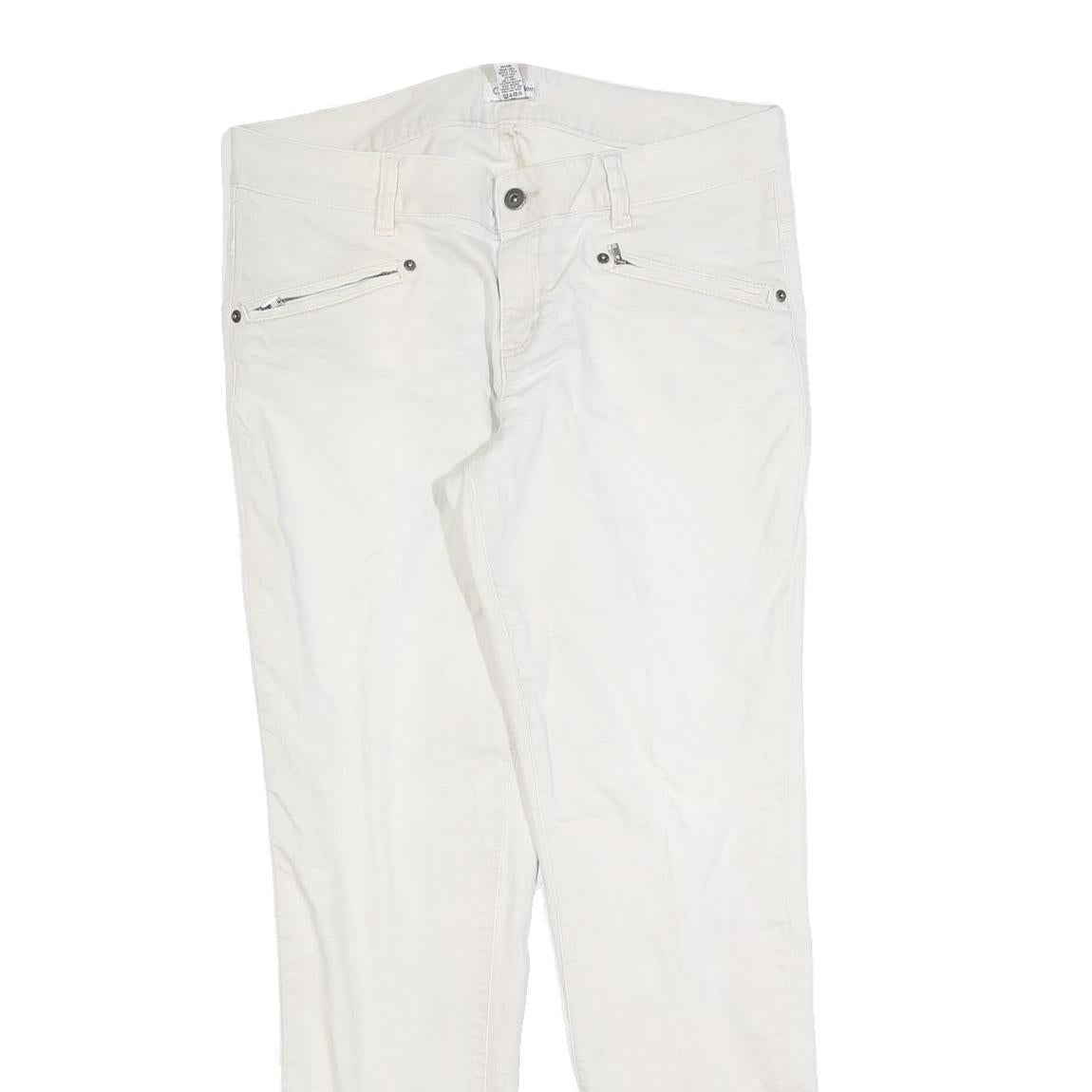 CALVIN KLEIN JEANS Womens Cotton Blend White Regular Straight Trousers W34 L32