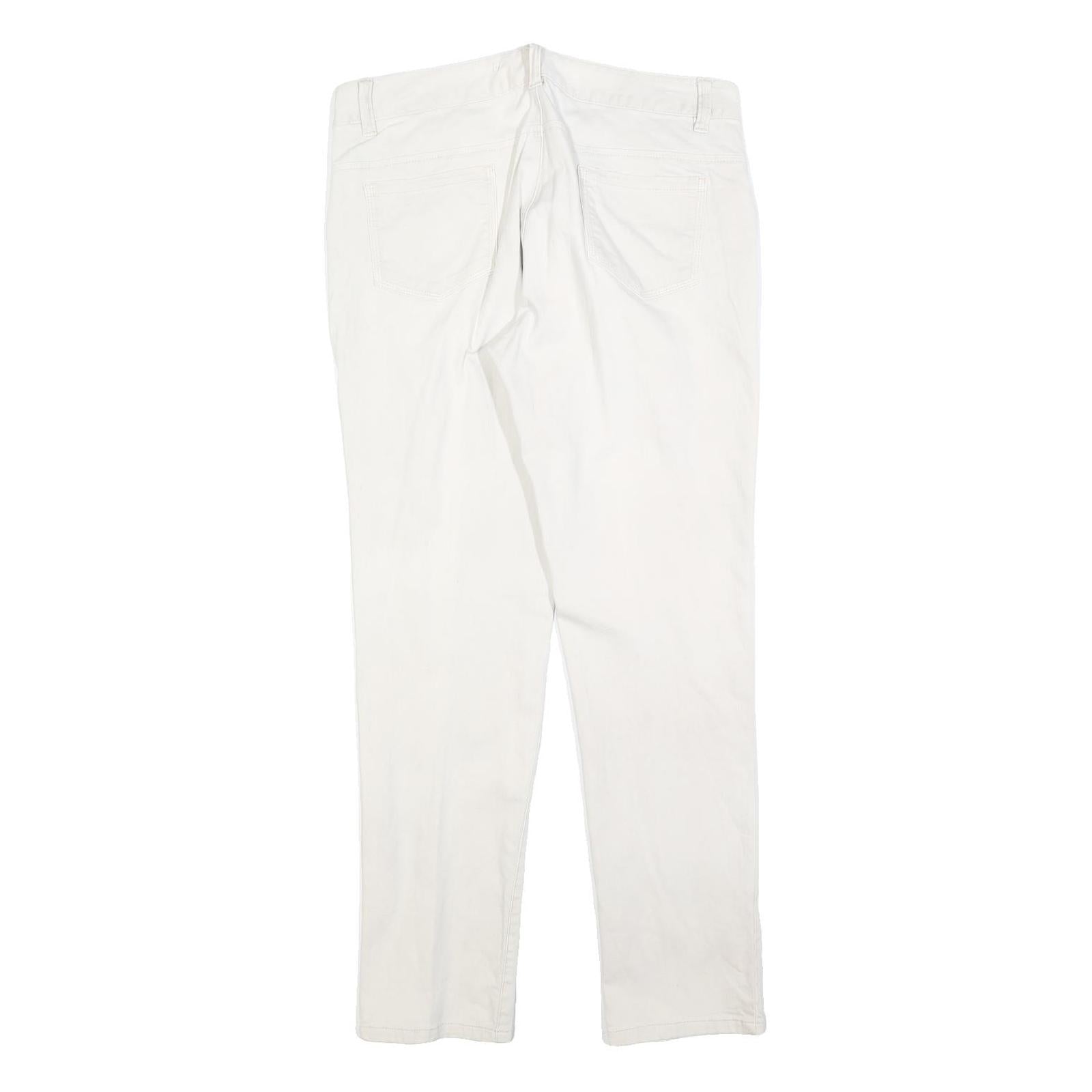 CALVIN KLEIN JEANS Womens Cotton Blend White Regular Straight Trousers W34 L32
