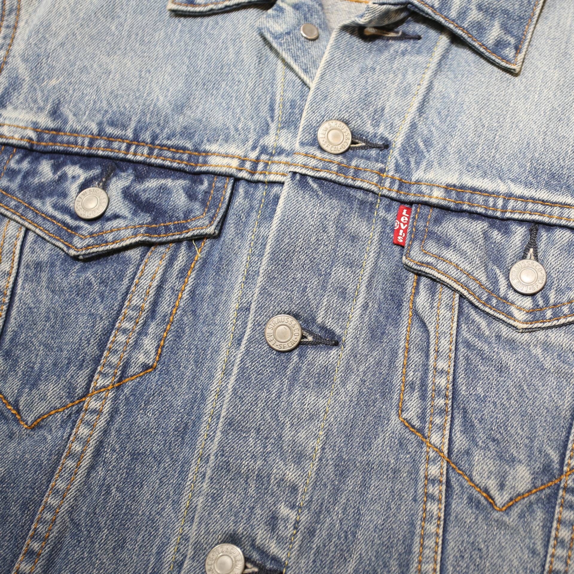 LEVI'S Mens Blue Denim Button Jacket S Cotton Classic Casual Vintage Style