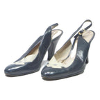 CHANEL Slingback Womens Heels Black & White Leather UK 8 Classic Luxury Elegant