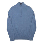 NAUTICA Mens Blue Plain Cotton Blend Pullover Jumper Zip Neck S Lightweight