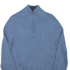 NAUTICA Mens Blue Plain Cotton Blend Pullover Jumper Zip Neck S Lightweight