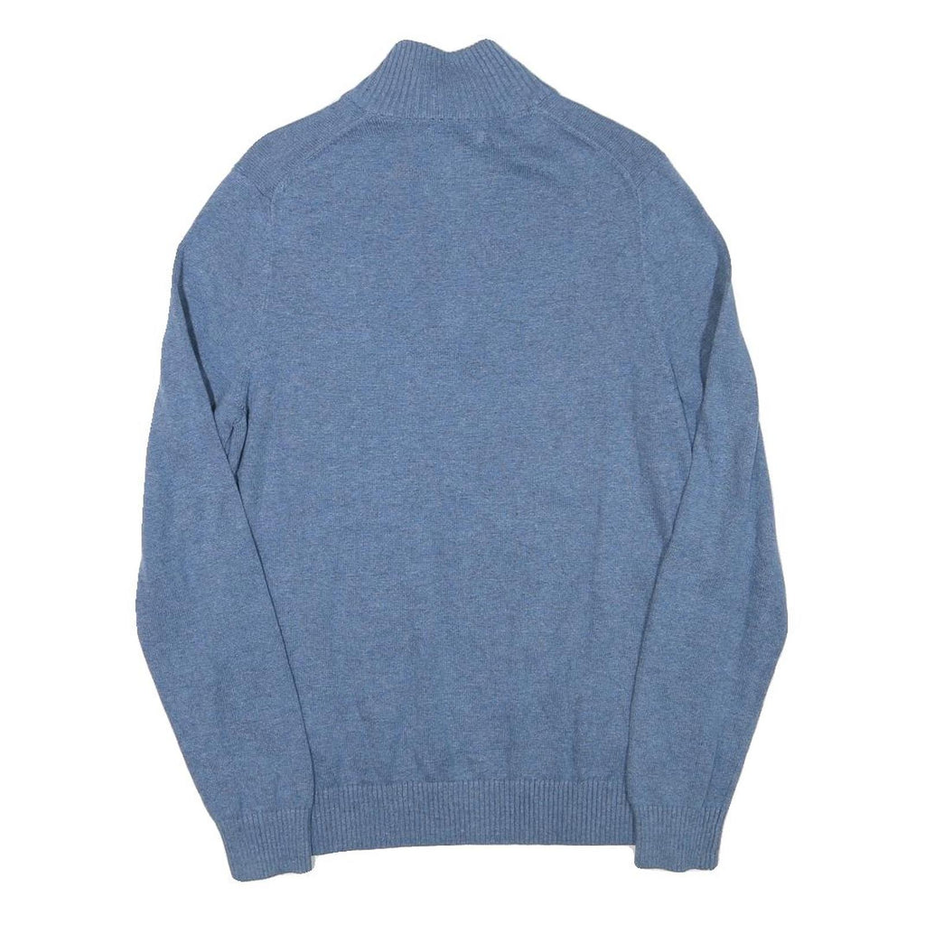 NAUTICA Mens Blue Plain Cotton Blend Pullover Jumper Zip Neck S Lightweight