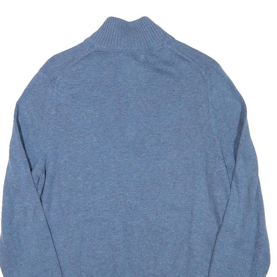 NAUTICA Mens Blue Plain Cotton Blend Pullover Jumper Zip Neck S Lightweight