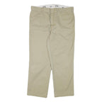 DICKIES Mens Regular Beige Cotton Blend Trousers W40 L31 Workwear Zip Closure