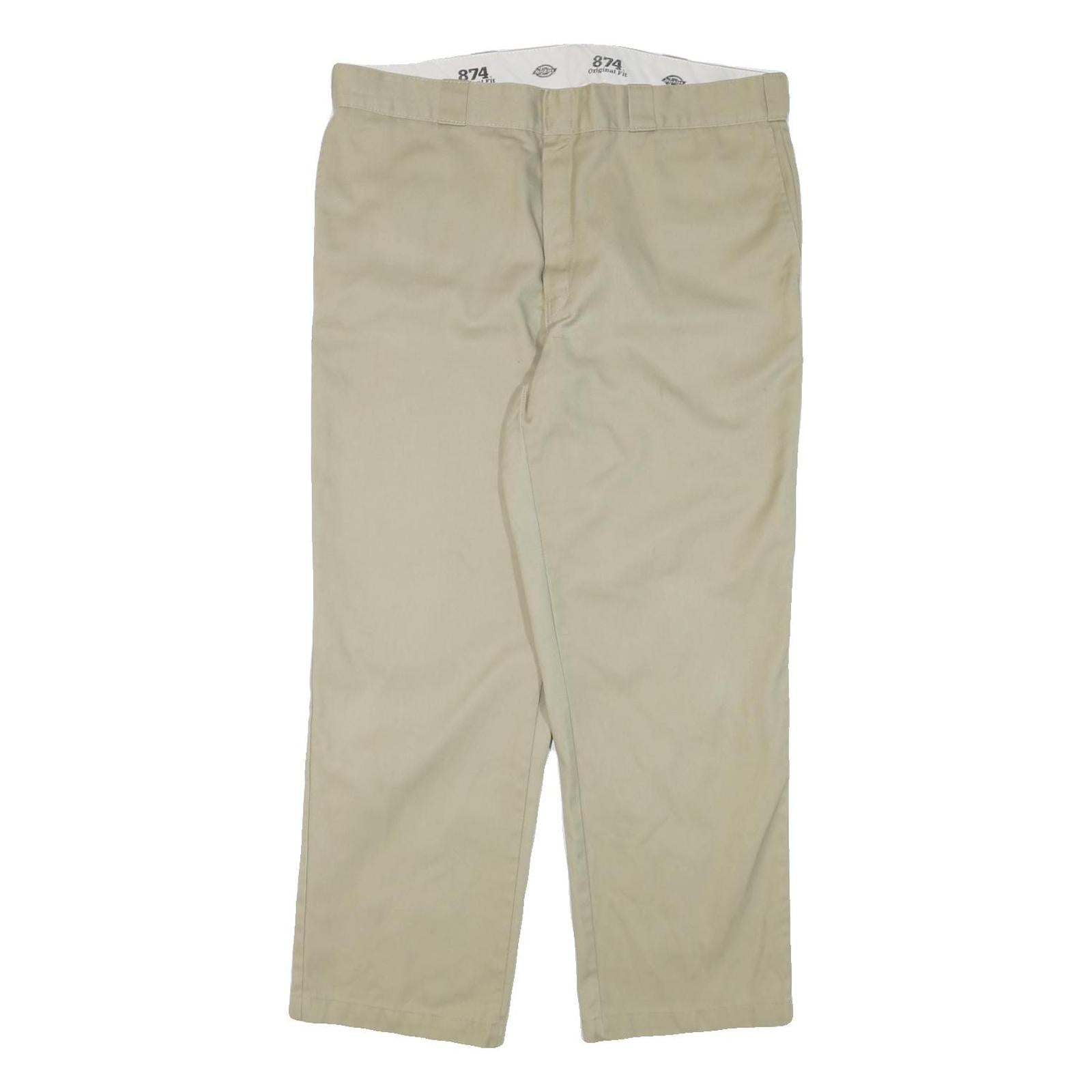 DICKIES Mens Regular Beige Cotton Blend Trousers W40 L31 Workwear Zip Closure