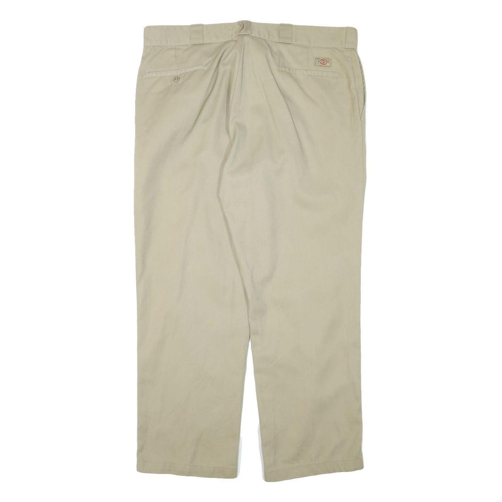 DICKIES Mens Regular Beige Cotton Blend Trousers W40 L31 Workwear Zip Closure