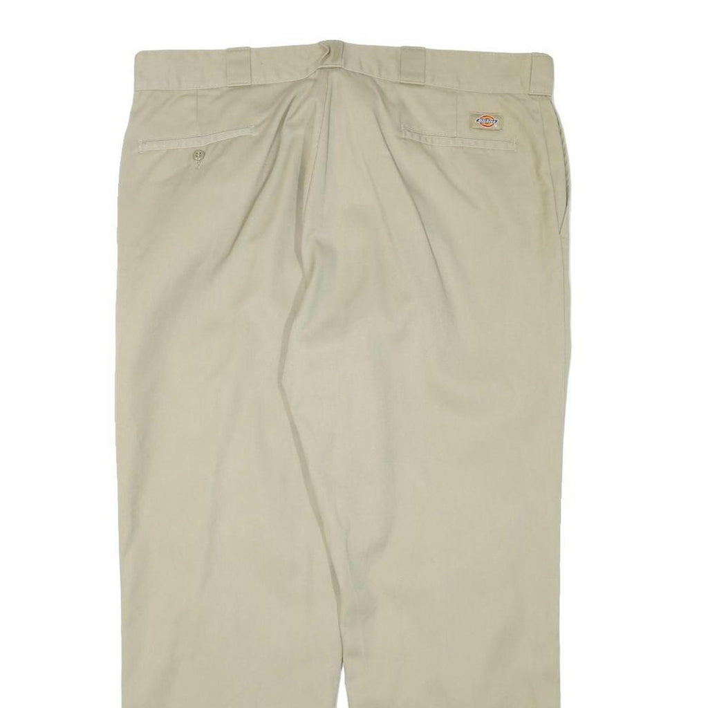 DICKIES Mens Regular Beige Cotton Blend Trousers W40 L31 Workwear Zip Closure