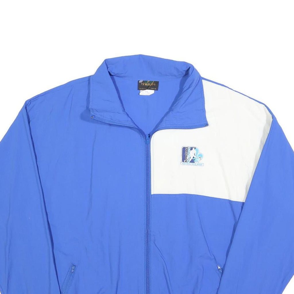 TRIUM Mens Blue & White Zip Jacket XL Polyester Blend Plain Casual Sportswear