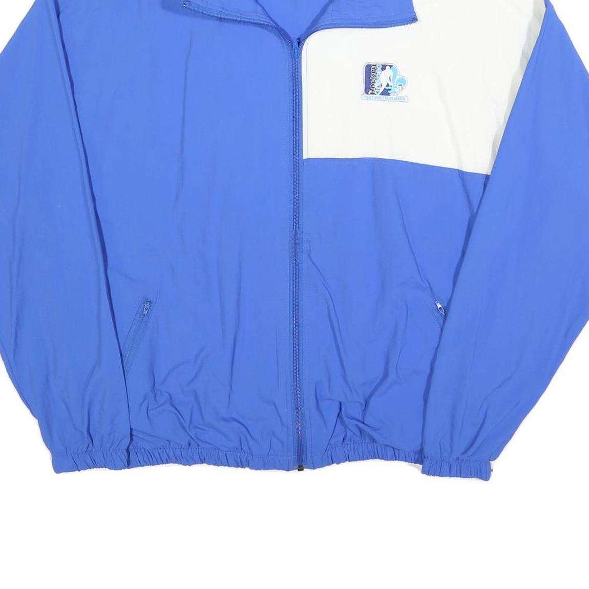 TRIUM Mens Blue & White Zip Jacket XL Polyester Blend Plain Casual Sportswear