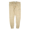 Mens Slim Beige Cotton Blend Trousers W34 L30 Casual Utility Pocket Zip Closure