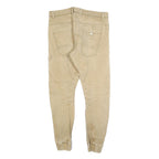 Mens Slim Beige Cotton Blend Trousers W34 L30 Casual Utility Pocket Zip Closure