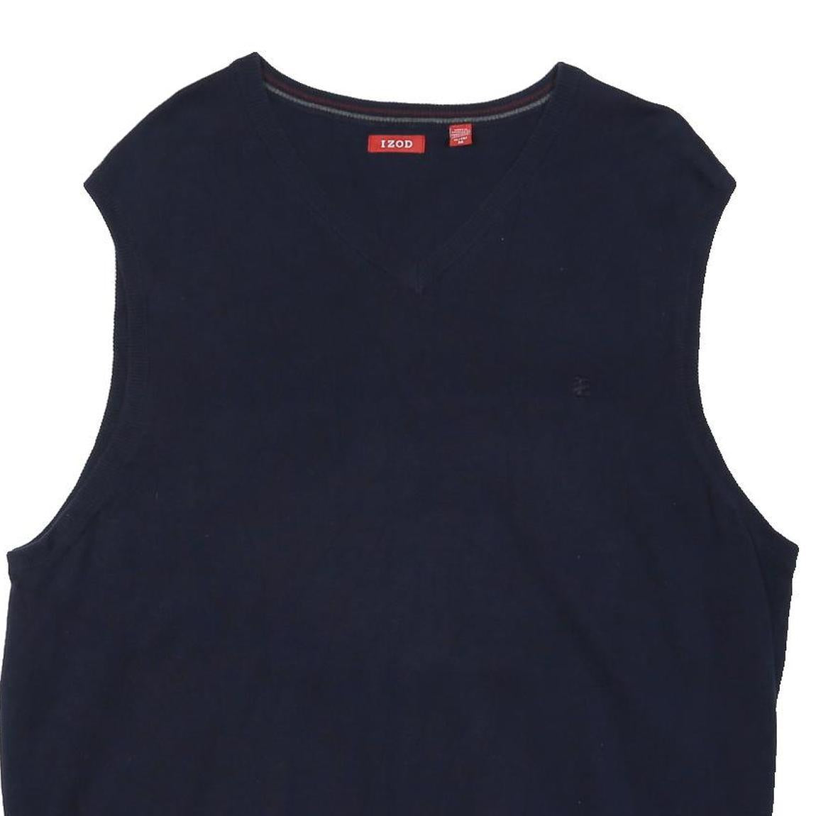IZOD Mens Navy Plain V-Neck Pullover Basic Knit Jumper XL Cotton Blend