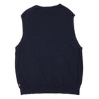 IZOD Mens Navy Plain V-Neck Pullover Basic Knit Jumper XL Cotton Blend
