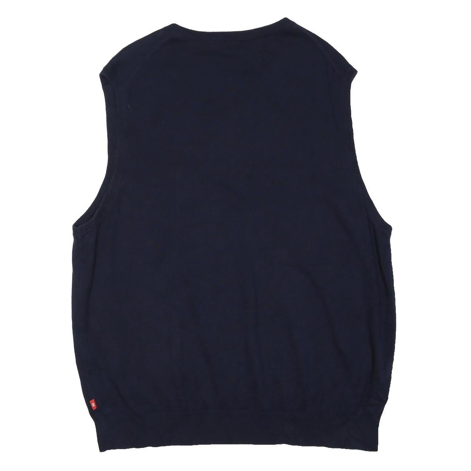 IZOD Mens Navy Plain V-Neck Pullover Basic Knit Jumper XL Cotton Blend
