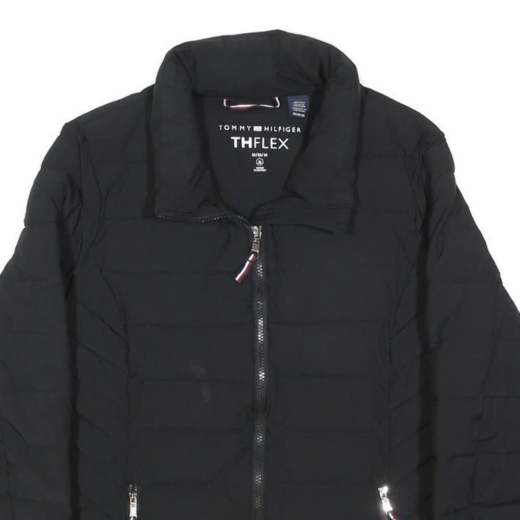 TOMMY HILFIGER Womens Black Quilted Jacket M Polyester Zip Comfortable Casual
