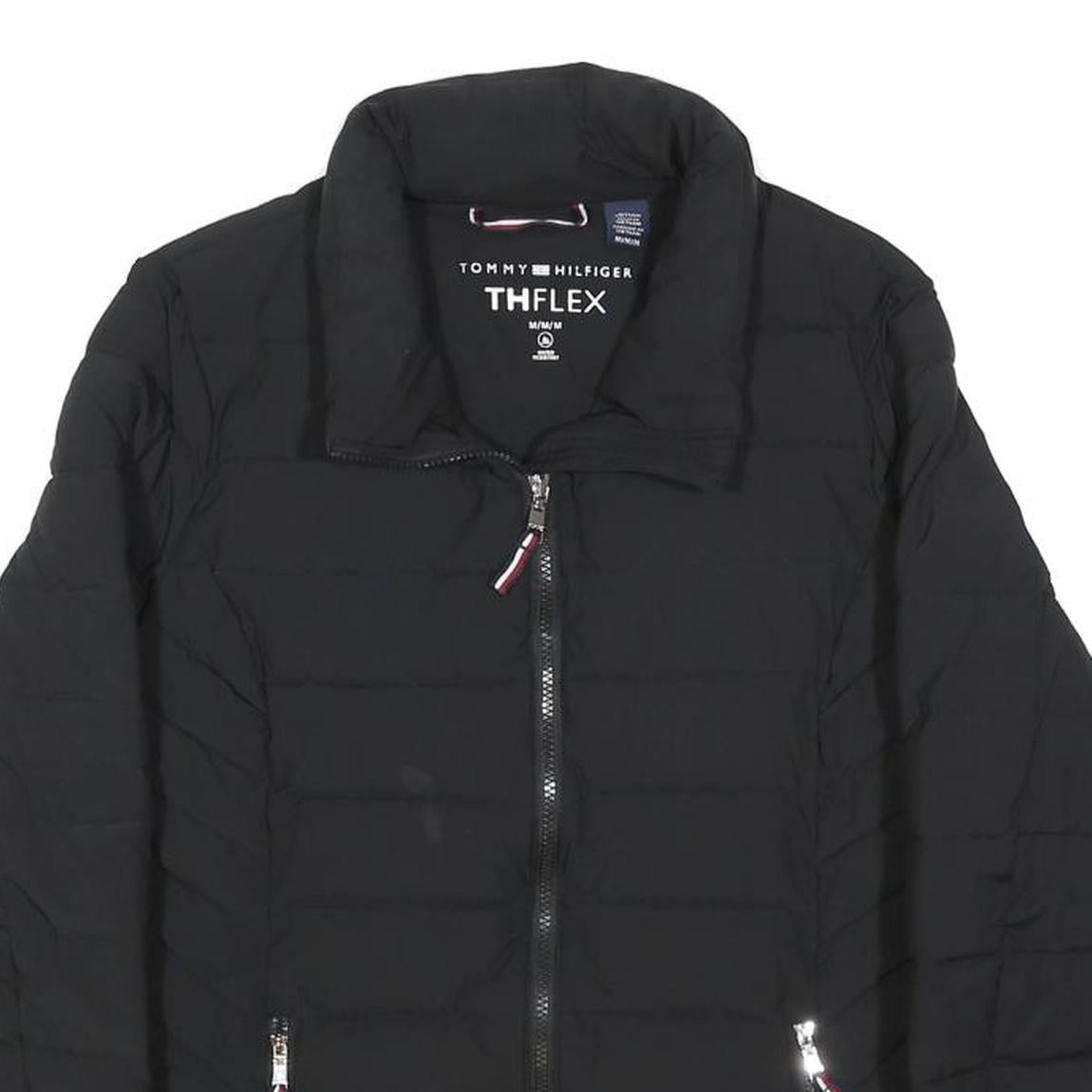 TOMMY HILFIGER Womens Black Quilted Jacket M Polyester Zip Comfortable Casual