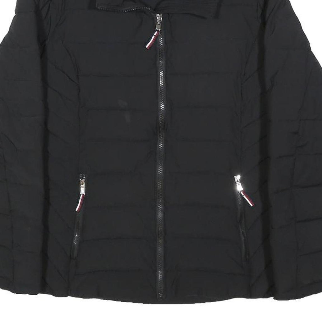 TOMMY HILFIGER Womens Black Quilted Jacket M Polyester Zip Comfortable Casual